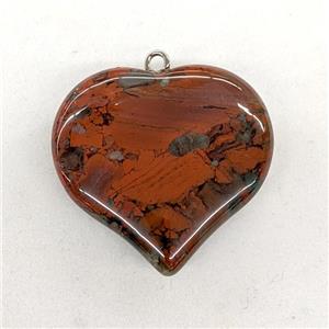 Natural Poppy Jasper Heart Pendant, approx 40mm [GM22948]