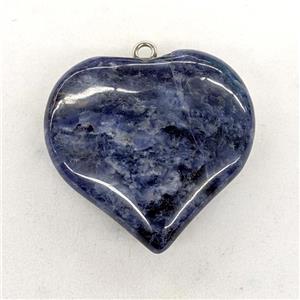 Natural Blue Sodalite Heart Pendant, approx 40mm [GM22953]