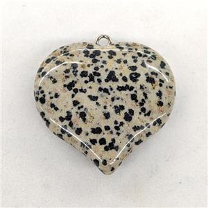 Natural Dalmatian Jasper Heart Pendant, approx 40mm [GM22954]