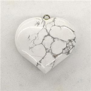 Natural White Howlite Turquoise Heart Pendant, approx 40mm [GM22955]