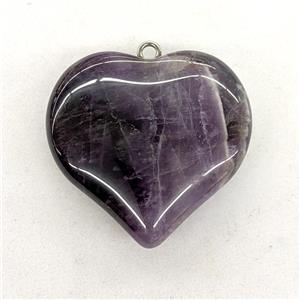 Natural Amethyst Heart Pendant Purple, approx 40mm [GM22956]
