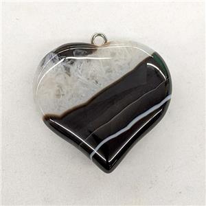 Natural Druzy Agate Heart Pendant Black White, approx 40mm [GM22957]