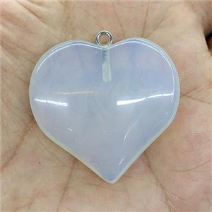 White Opalite Heart Pendant, approx 40mm [GM22958]