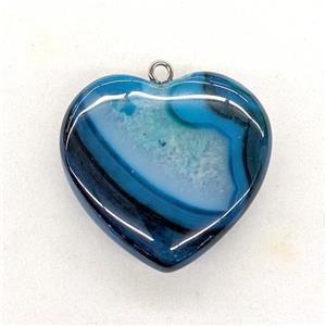 Natural Druzy Agate Heart Pendant Blue Dye, approx 40mm [GM22959]