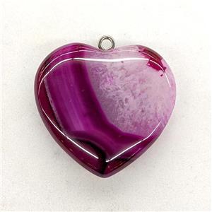 Natural Druzy Agate Heart Pendant Hotpink Dye, approx 40mm [GM22960]