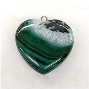 Natural Druzy Agate Heart Pendant Green Dye, approx 40mm [GM22962]
