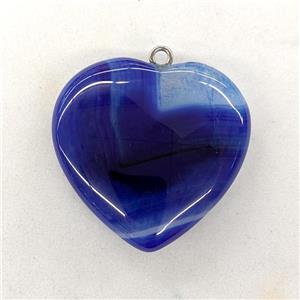 Natural Druzy Agate Heart Pendant Blue Dye, approx 40mm [GM22963]