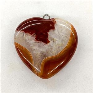 Natural Druzy Agate Heart Pendant Red Dye, approx 40mm [GM22964]