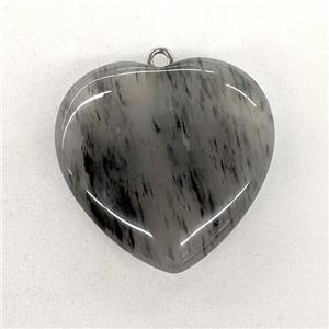 Green Rutilated Quartz Heart Pendant, approx 40mm [GM22967]