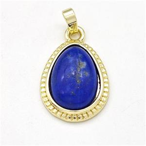 Blue Lapis Lazuli Teardrop Pendant Gold Plated, approx 15-19mm [GM22980]
