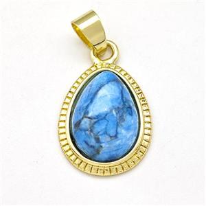 Blue Apatite Teardrop Pendant Gold Plated, approx 15-19mm [GM22981]
