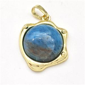 Blue Apatite Pendant Half Round Gold Plated, approx 20-21mm [GM22993]