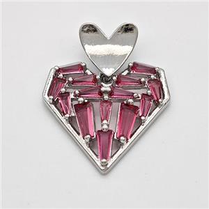 Copper Heart Pendant Micro Pave Zirconia Platinum Plated, approx 10mm, 20mm [GM22999]