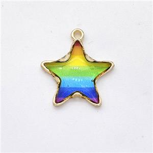 Resin Star Pendant Rainbow, approx 16mm [GM23003]