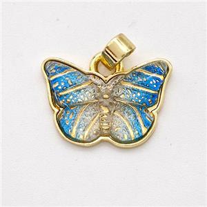 Blue Resin Butterfly Pendant Gold Plated, approx 11-16mm [GM23010]