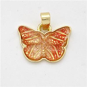 Orange Resin Butterfly Pendant Gold Plated, approx 11-16mm [GM23013]