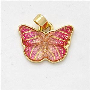 Red Resin Butterfly Pendant Gold Plated, approx 11-16mm [GM23014]