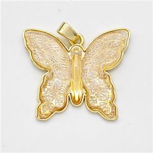 Resin Butterfly Pendant Gold Plated, approx 25-30mm [GM23016]