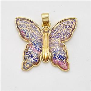 Purple Resin Butterfly Pendant Gold Plated, approx 25-30mm [GM23018]