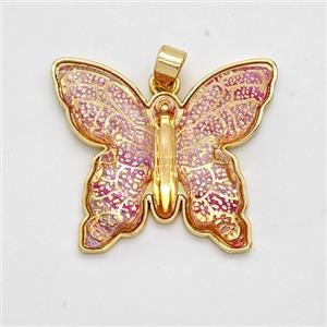 Red Resin Butterfly Pendant Gold Plated, approx 25-30mm [GM23019]
