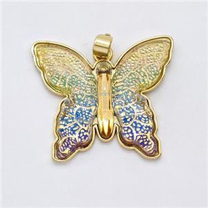 Greenblue Resin Butterfly Pendant Gold Plated, approx 25-30mm [GM23020]