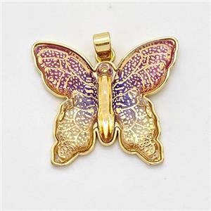 Resin Butterfly Pendant Gold Plated Multicolor, approx 25-30mm [GM23022]