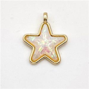 Copper Star Pendant Pave Fire Opal Gold Plated, approx 15mm [GM23033]