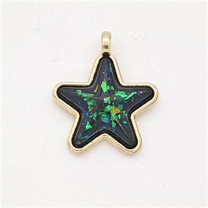 Copper Star Pendant Pave Green Fire Opal Gold Plated, approx 15mm [GM23034]