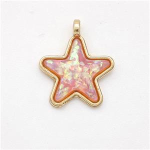 Copper Star Pendant Pave Pink Fire Opal Gold Plated, approx 15mm [GM23035]
