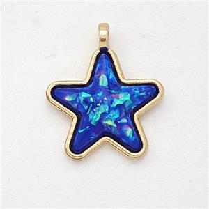 Copper Star Pendant Pave Blue Fire Opal Gold Plated, approx 15mm [GM23038]