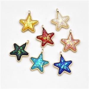 Copper Star Pendant Pave Fire Opal Gold Plated Mixed, approx 15mm [GM23040]