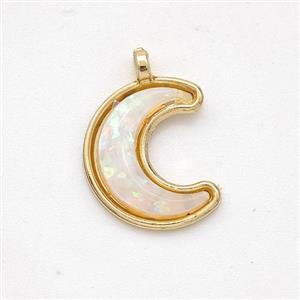 Copper Moon Pendant Pave Fire Opal Gold Plated, approx 11-14mm [GM23041]