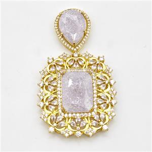 Copper Pendant Pave Zirconia Acrylic Gold Plated, approx 16-20mm, 33-37mm [GM23050]