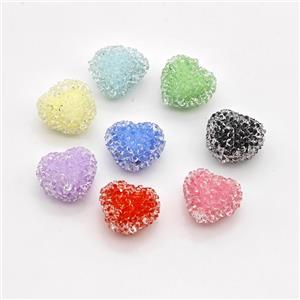Resin Heart Beads Mixed Color, approx 13mm [GM23056]