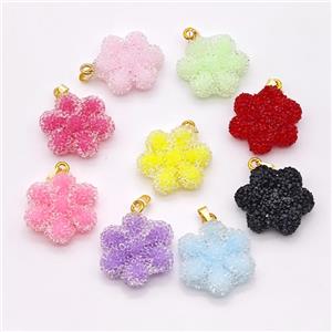 Resin Flower Pendant Mixed Color, approx 26mm [GM23064]