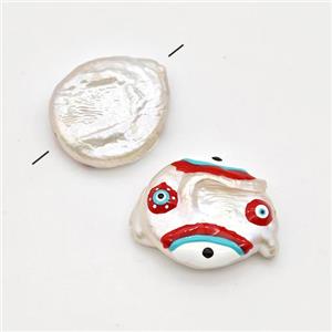 Baroque Style Pearl Coin Beads Multicolor Enamel Evile Eye, approx 18-20mm [GM23076]