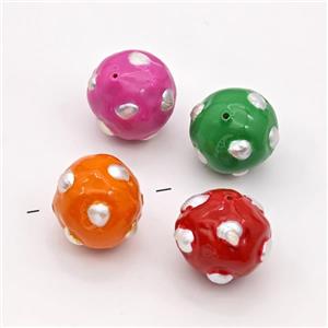 Clay Round Beads Pave Pearl Enamel Mixed, approx 20mm [GM23095]