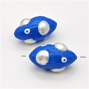 Clay Rice Beads Pave Pearl Blue Enamel, approx 19-35mm [GM23096]