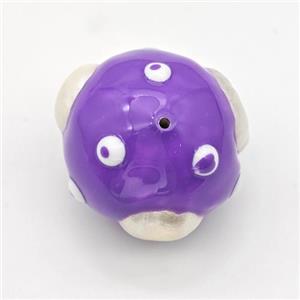 Clay Round Beads Pave Pearl Purple Enamel, approx 19-22mm [GM23104]