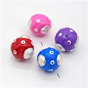 Clay Round Beads Pave Pearl Enamel Mixed, approx 19-22mm [GM23107]