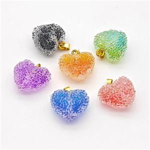 Resin Druzy Heart Pendant Mixed Color, approx 20mm [GM23119]