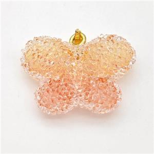 Resin Druzy Butterfly Pendant Pink, approx 25-30mm [GM23120]