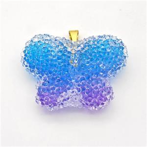 Resin Druzy Butterfly Pendant Blue, approx 25-30mm [GM23122]