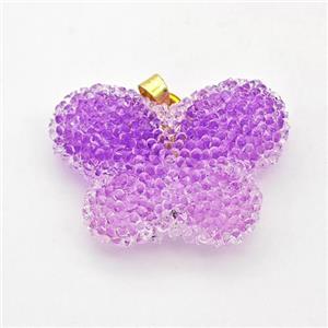 Resin Druzy Butterfly Pendant Purple, approx 25-30mm [GM23123]