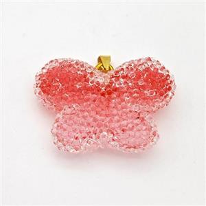 Resin Druzy Butterfly Pendant Red, approx 25-30mm [GM23124]