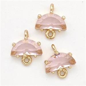 Pink Crystal Glass Moon Connector, approx 5-10mm [GM23127]