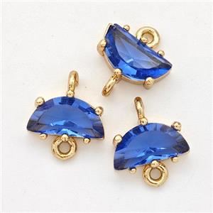 Blue Crystal Glass Moon Connector, approx 5-10mm [GM23129]
