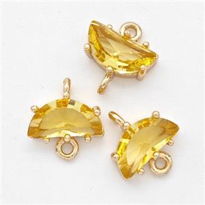 Gold Crystal Glass Moon Connector, approx 5-10mm [GM23130]