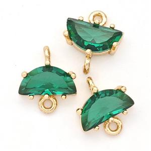 Green Crystal Glass Moon Connector, approx 5-10mm [GM23132]