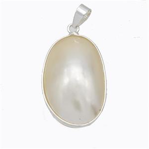 Natural White Mabe Shell Pendant Copper Platinum Plated, approx 20-28mm [GM23150]